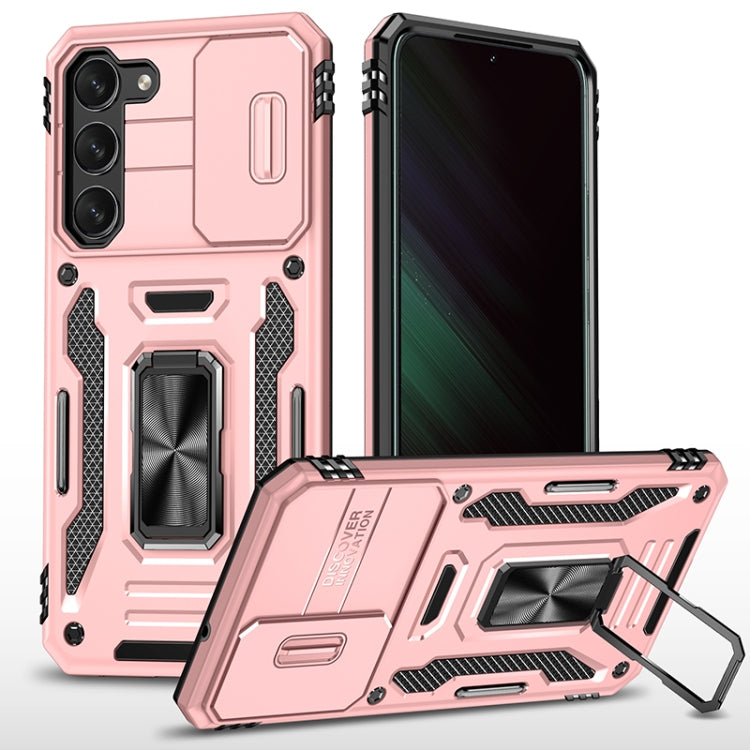 For Samsung Galaxy S25+ 5G Armor PC Hybrid TPU Camera Shield Phone Case(Rose Gold)