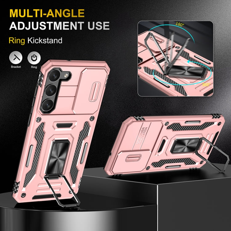 For Samsung Galaxy S25+ 5G Armor PC Hybrid TPU Camera Shield Phone Case(Rose Gold)