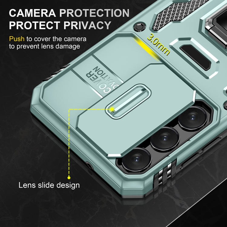 For Samsung Galaxy S25 5G Armor PC Hybrid TPU Camera Shield Phone Case(Alpine Green)