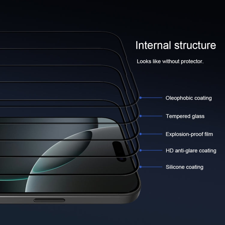 For iPhone 16 Pro NILLKIN 3D CP+MAX Anti-Explosion Full Coverage Tempered Glass Film
