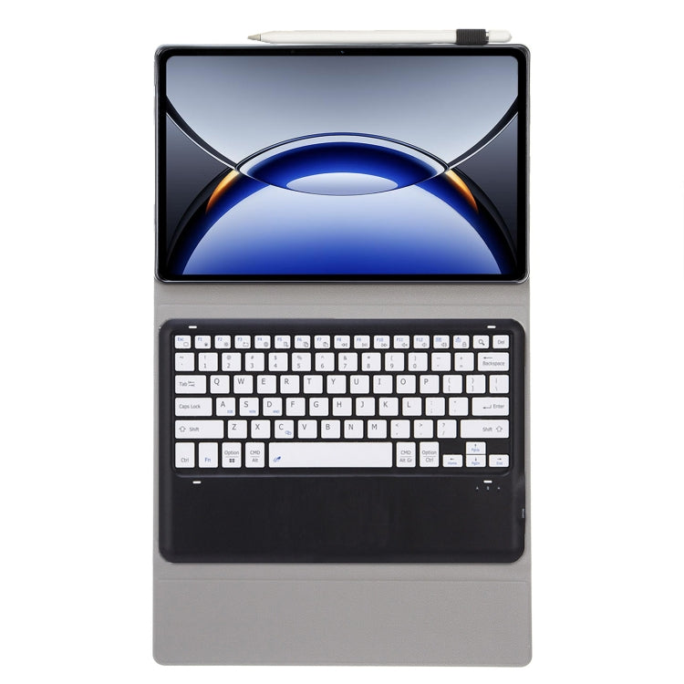 For OPPO Pad 3 12.1inch OP15-A TPU Ultra-thin Detachable Bluetooth Keyboard Leather Case with Touchpad(Black + White)