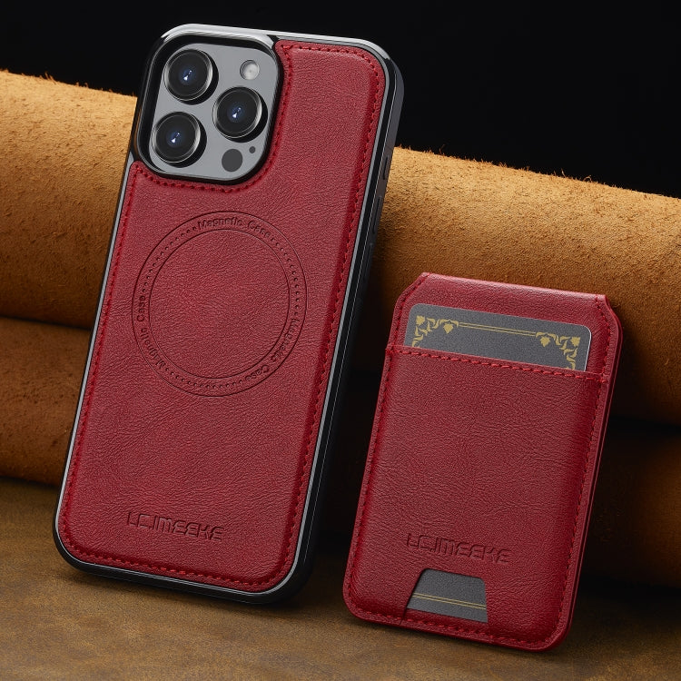 For iPhone 16 Pro LC.IMEEKE L3 Series Detachable RFID Card Bag Magsafe Phone Case(Red)