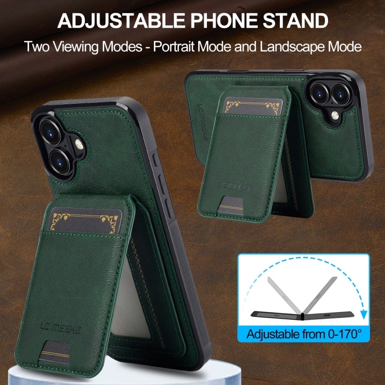 For iPhone 16 LC.IMEEKE L3 Series Detachable RFID Card Bag Magsafe Phone Case(Green)