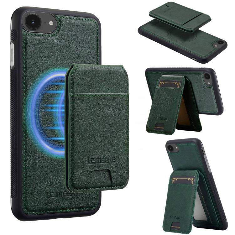 For iPhone SE 2024 LC.IMEEKE L3 Series Detachable RFID Card Bag Magsafe Phone Case(Green)