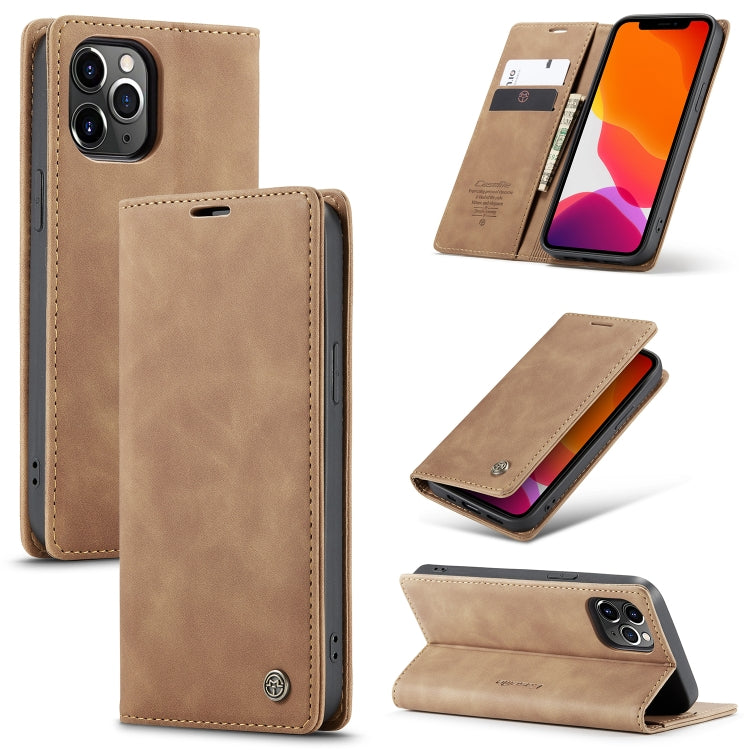 For iPhone 12 Pro Max CaseMe-013 Multifunctional Retro Frosted Horizontal Flip Leather Case with Card Slot & Holder & Wallet(Brown)