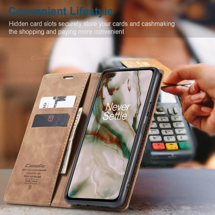 For OnePlus Nord CaseMe-013 Multifunctional Retro Frosted Horizontal Flip Leather Case with Card Slot & Holder & Wallet(Brown)