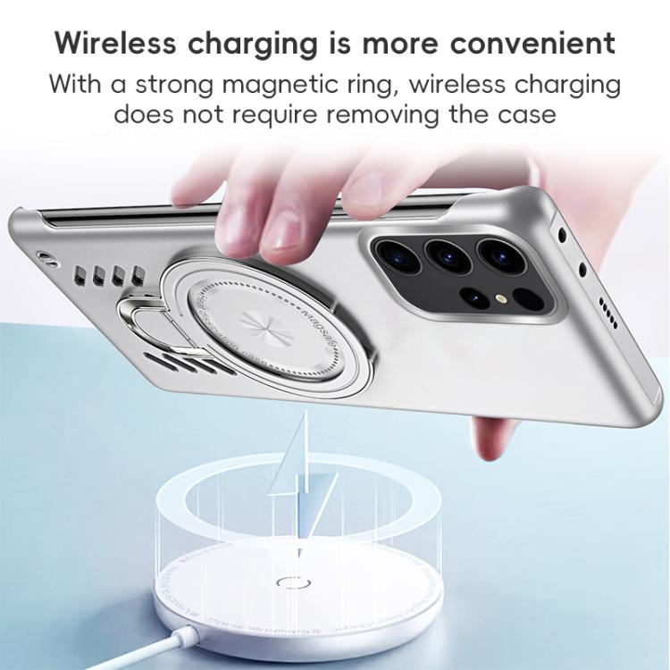For Samsung Galaxy S25 Ultra 5G Ice Sense Series Graphene Cooling MagSafe Holder Phone Case(Silver)
