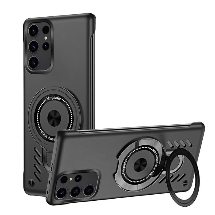 For Samsung Galaxy S25 Ultra 5G Ice Sense Series Graphene Cooling MagSafe Holder Phone Case(Black)