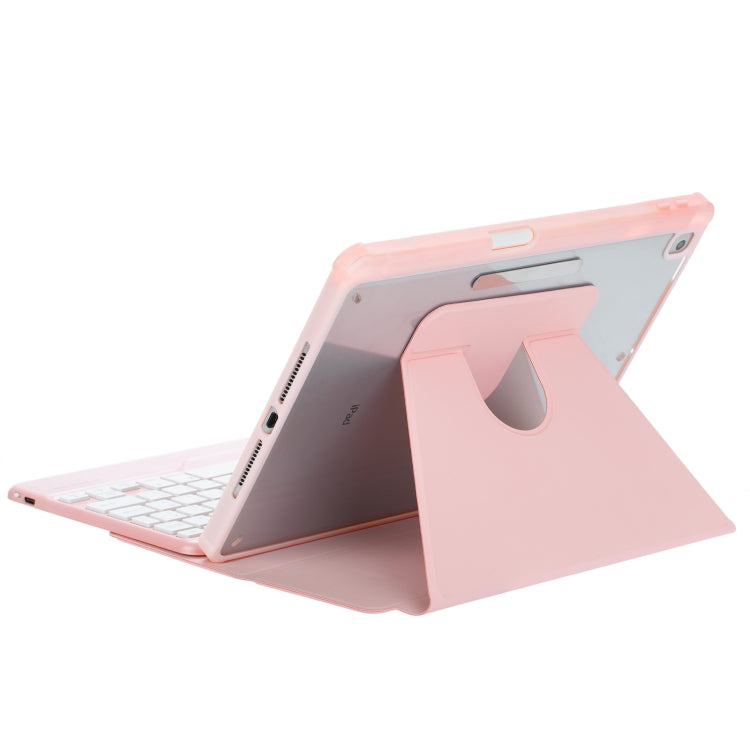 For iPad Pro 11 2024 L13-B 360 Rotation Acrylic Transparent Bluetooth Keyboard Leather Case(Pink)