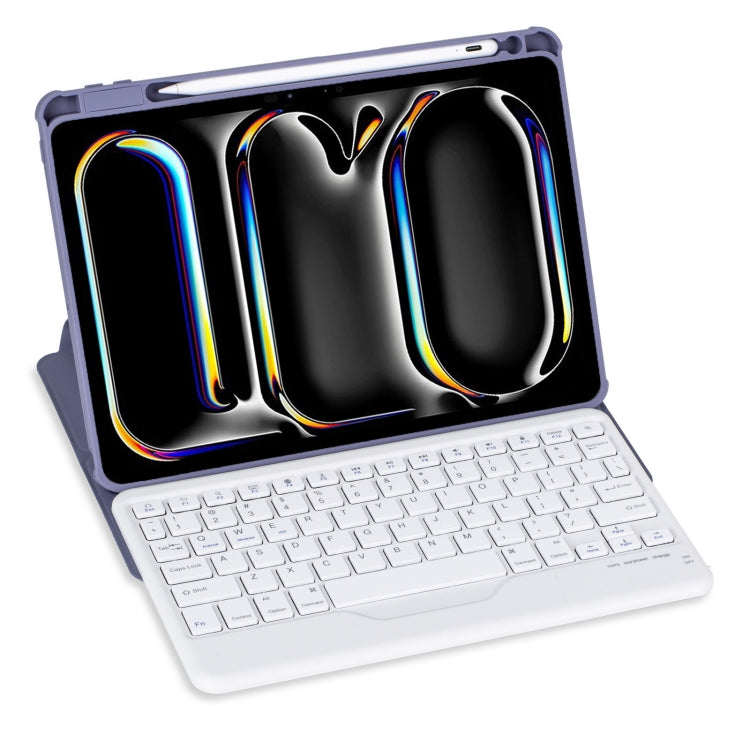 For iPad Pro 11 2024 L13-B 360 Rotation Acrylic Transparent Bluetooth Keyboard Leather Case(Purple)