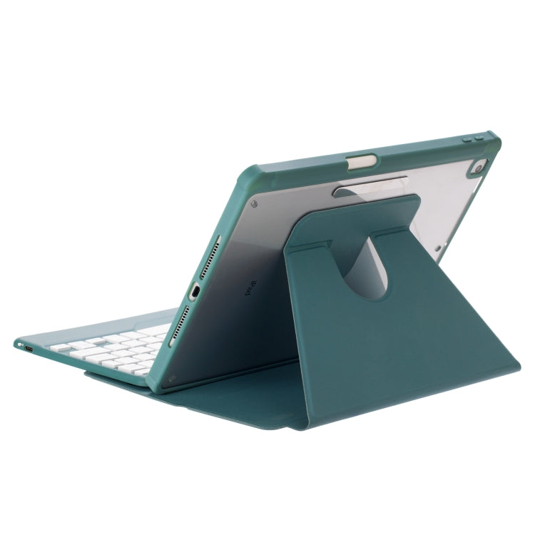 For iPad Pro 11 2024 L13-BS 360 Rotation Acrylic Transparent Bluetooth Keyboard Leather Case with Backlight(Green)