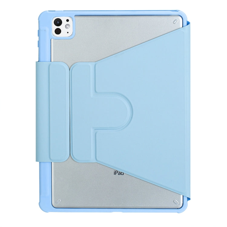 For iPad Pro 11 2024 YL13-A 360 Rotation Acrylic Transparent Round Keycap Bluetooth Keyboard Leather Case With Touch Control(Blue) - For iPad Pro by PMC Jewellery | Online Shopping South Africa | PMC Jewellery | Buy Now Pay Later Mobicred