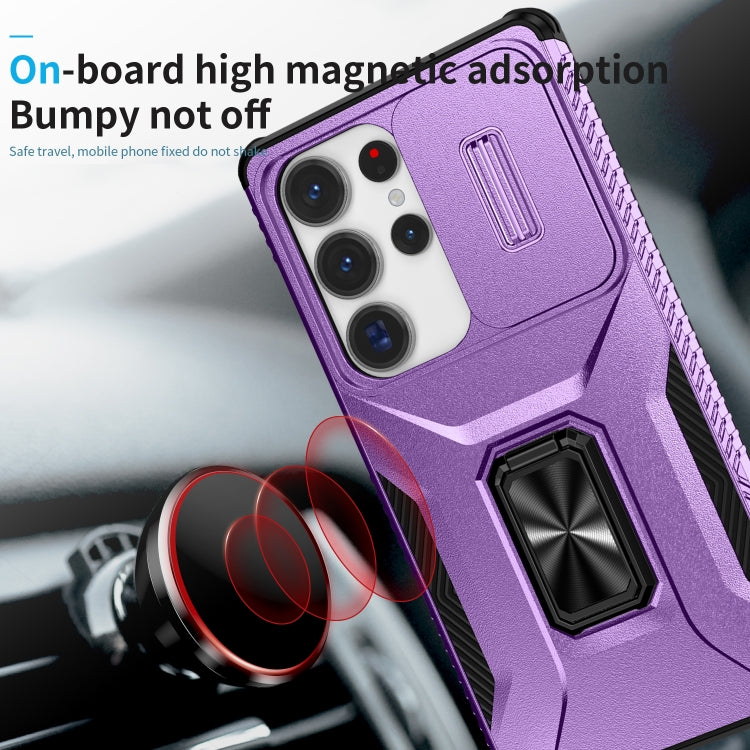 For Samsung Galaxy S25 Ultra 5G Sliding Camshield Holder Phone Case(Purple)
