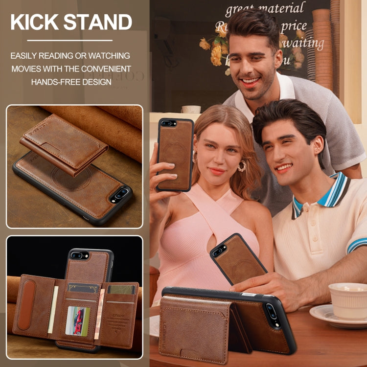 For iPhone 16e LC.IMEEKE L5 Series Detachable RFID Card Bag Magsafe Phone Case(Brown) - iPhone 16e Cases by LC.IMEEKE | Online Shopping South Africa | PMC TechLife | Buy Now Pay Later Mobicred