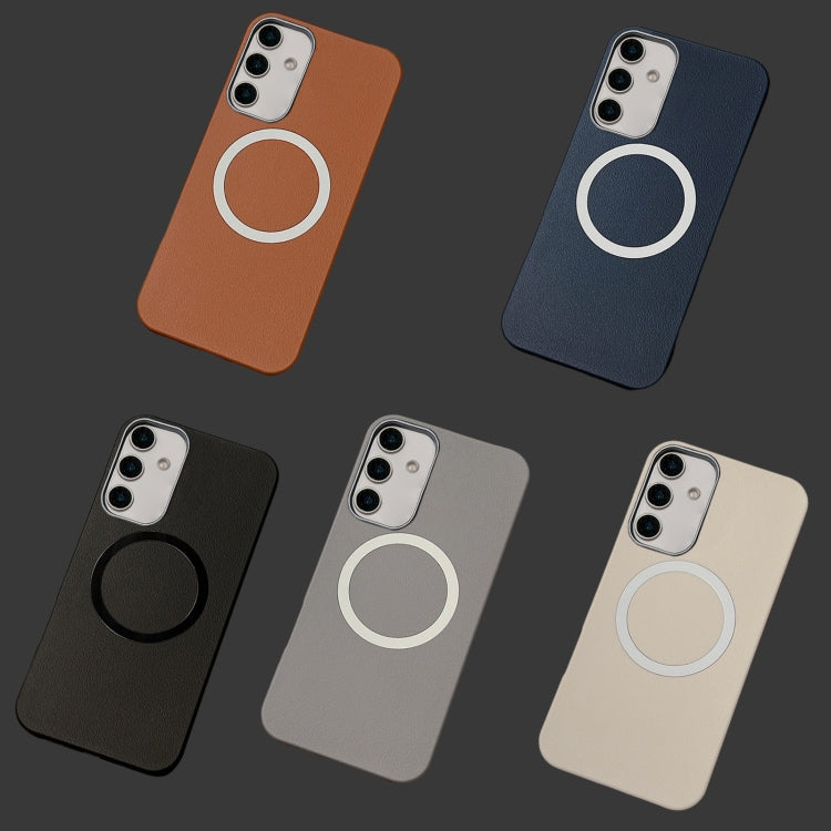 For Samsung Galaxy S24 / S25 5G Leather Texture Design MagSafe Full Coverage Phone Case(Grey) - Galaxy S24 5G Cases by PMC Jewellery | Online Shopping South Africa | PMC Jewellery | Buy Now Pay Later Mobicred