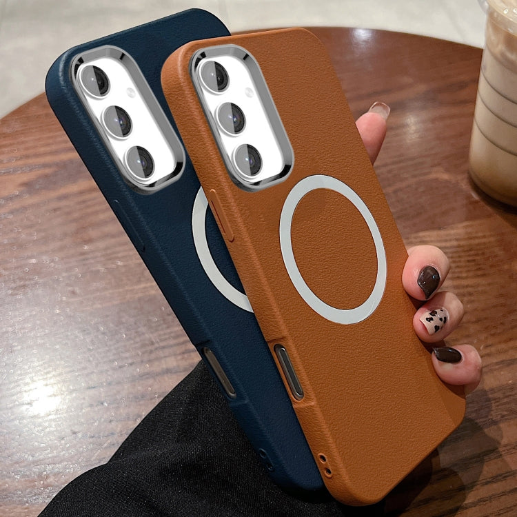 For Samsung Galaxy S24 / S25 5G Leather Texture Design MagSafe Full Coverage Phone Case(Brown) - Galaxy S24 5G Cases by PMC Jewellery | Online Shopping South Africa | PMC Jewellery | Buy Now Pay Later Mobicred