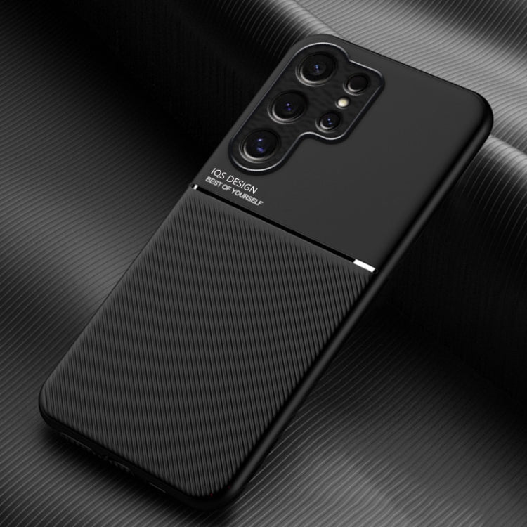 For Samsung Galaxy S25 Ultra 5G Classic Tilt Strip Grain Magnetic PC Hybrid TPU Phone Case(Black)