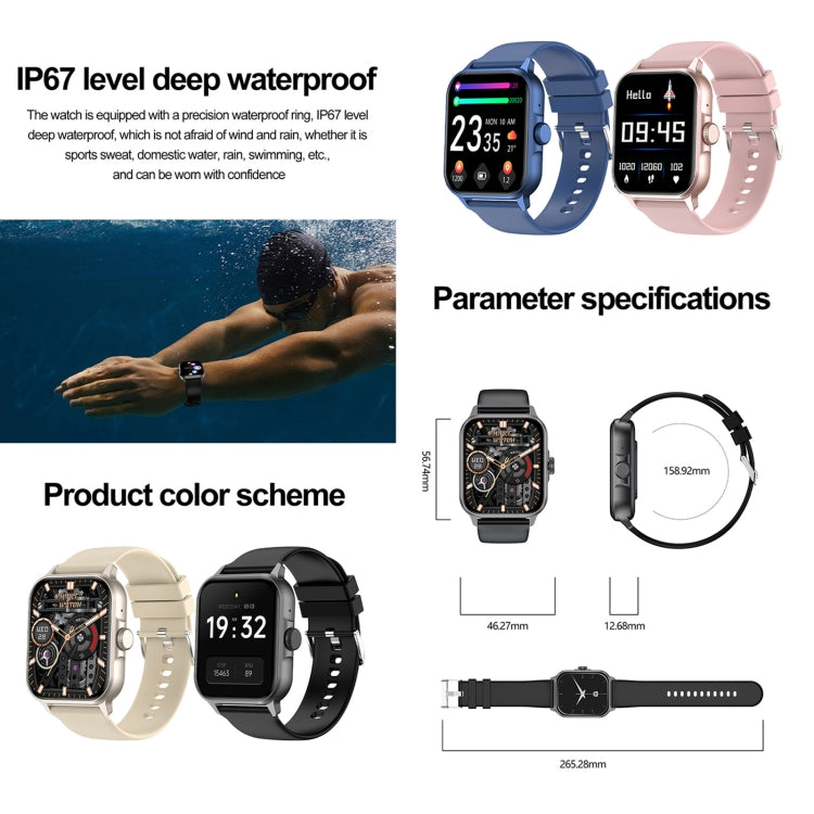 ZW36A 1.83 inch BT Call Smart Watch, Blood oxygen / Blood Pressure / Heart Rate(Gold)