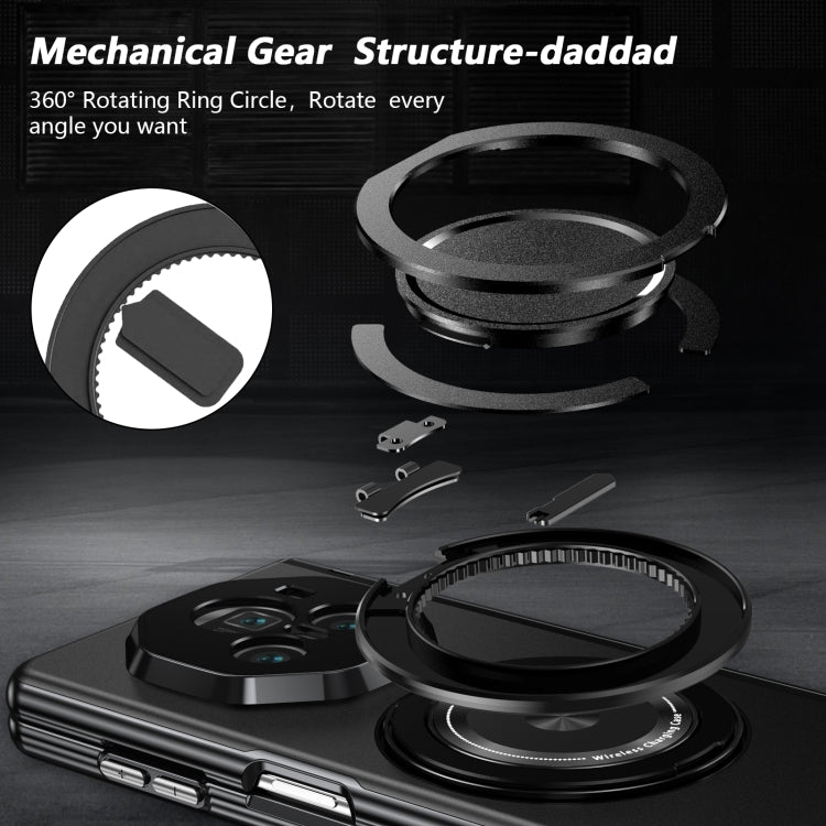 For Honor Magic V3 Gold Medal Rotating Folding Series Ring Holder Phone Case(Black)