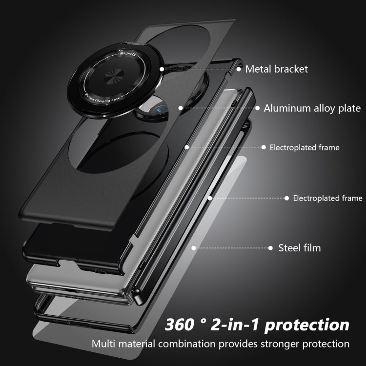 For Huawei Mate X5 Gold Medal Rotating Folding Series Ring Holder Phone Case(Black)