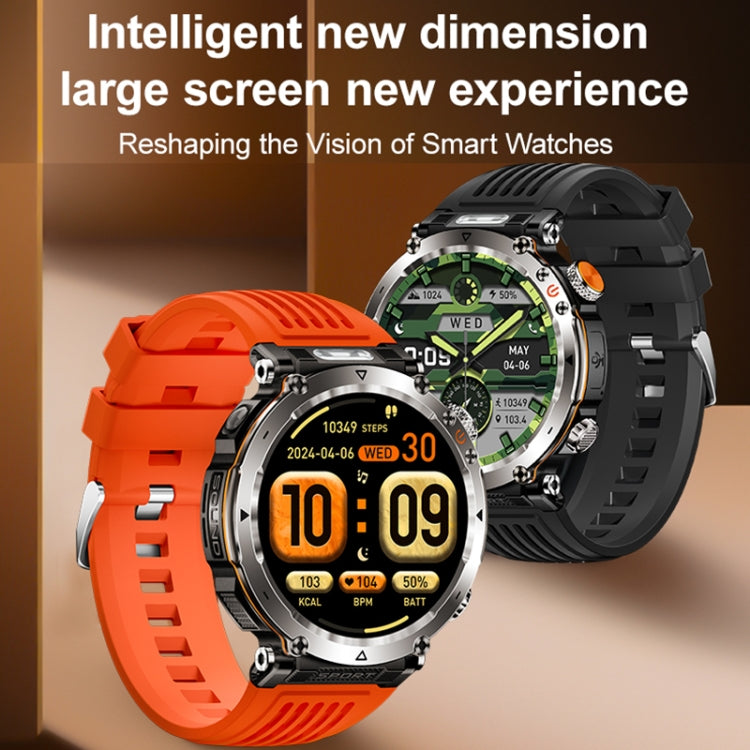 HT30 1.7 inch IP68 Water-resistant Camouflage Silicone Band Smart Watch, Support Flashlight / Banknote Detector Light / Compass(Army Green)