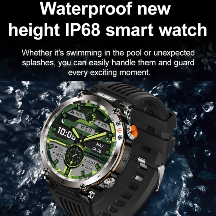 HT30 1.7 inch IP68 Water-resistant Camouflage Silicone Band Smart Watch, Support Flashlight / Banknote Detector Light / Compass(Army Green)