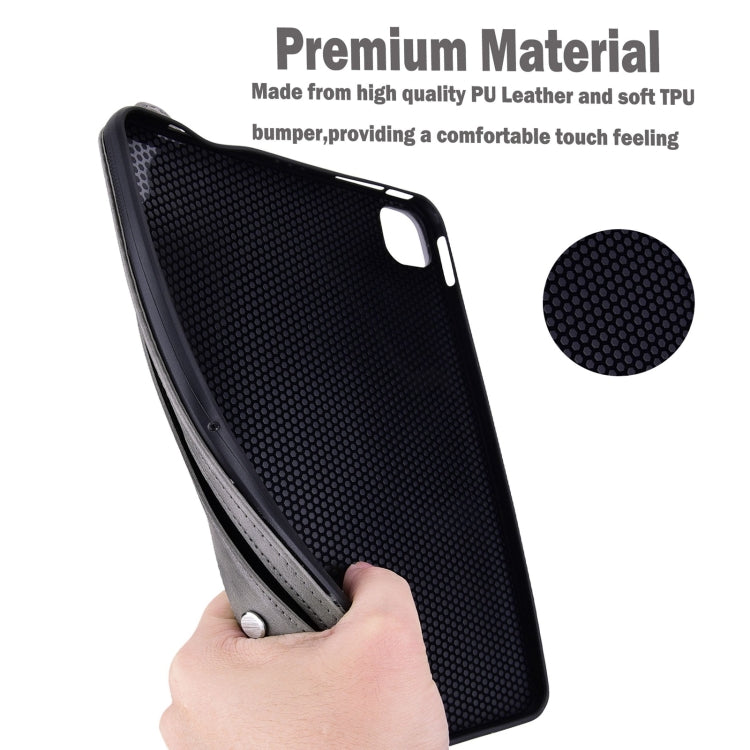 For Samsung Galaxy Tab S10 Ultra/ S11 Ultra TPU Leather Back Tablet Case with Wristband(Grey)