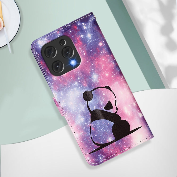 For Doogee N55 Plus Colored Drawing Pattern Plain Weave Leather Phone Case(Baby Panda) - More Brand by PMC TechLife | Online Shopping South Africa | PMC TechLife | Buy Now Pay Later Mobicred