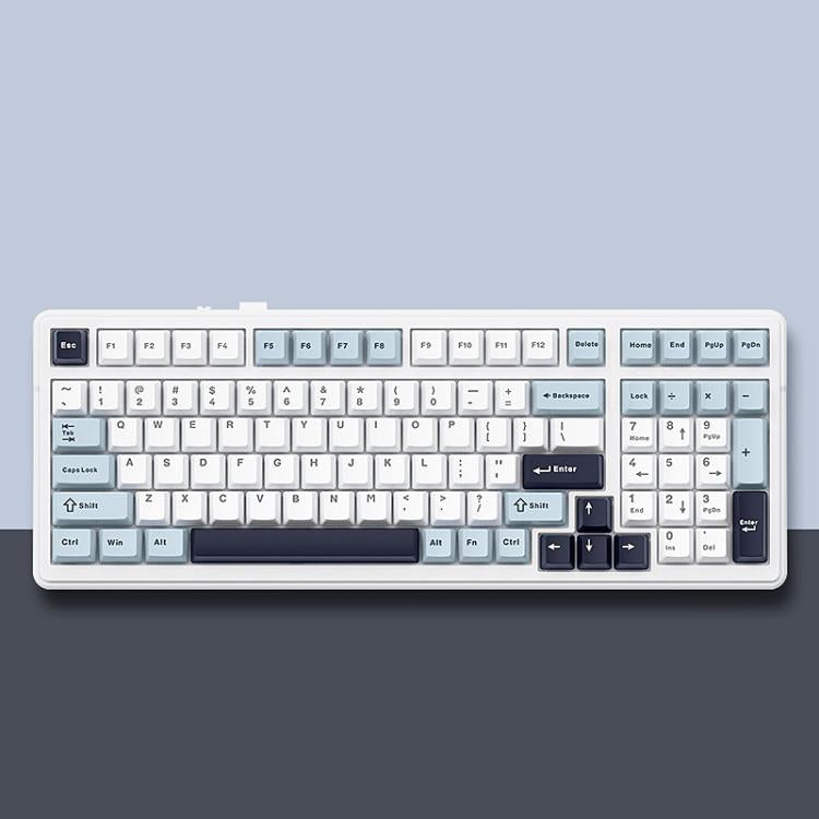 AULA F99 99 Keys Wired/2.4G/Bluetooth Three Model Customized RGB Mechanical Keyboard(Smoky Blue Sea Fog)