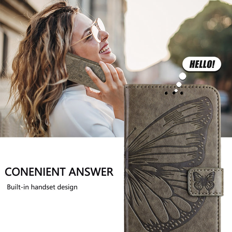 For Doogee N55 Plus Embossed Butterfly Leather Phone Case(Grey) - Doogee Cases by PMC TechLife | Online Shopping South Africa | PMC TechLife | Buy Now Pay Later Mobicred