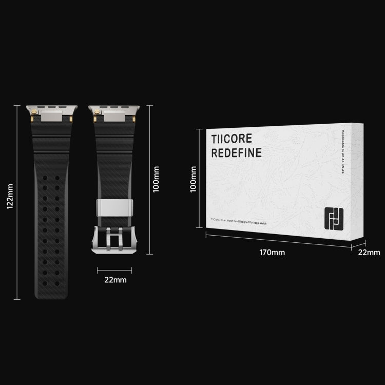 For Apple Watch 42mm / 41mm / 40mm / 38mm Cool Dual-Row Holes Silicone Watch Band(Black Silver) - Watch Bands by PMC TechLife | Online Shopping South Africa | PMC TechLife | Buy Now Pay Later Mobicred