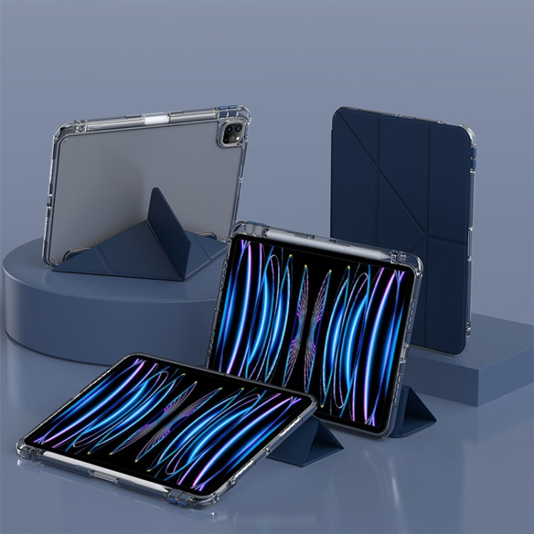 For iPad Air 13 2024 / 2025 mutural Y-Shape Deformation Leather Tablet Case(Navy Blue)