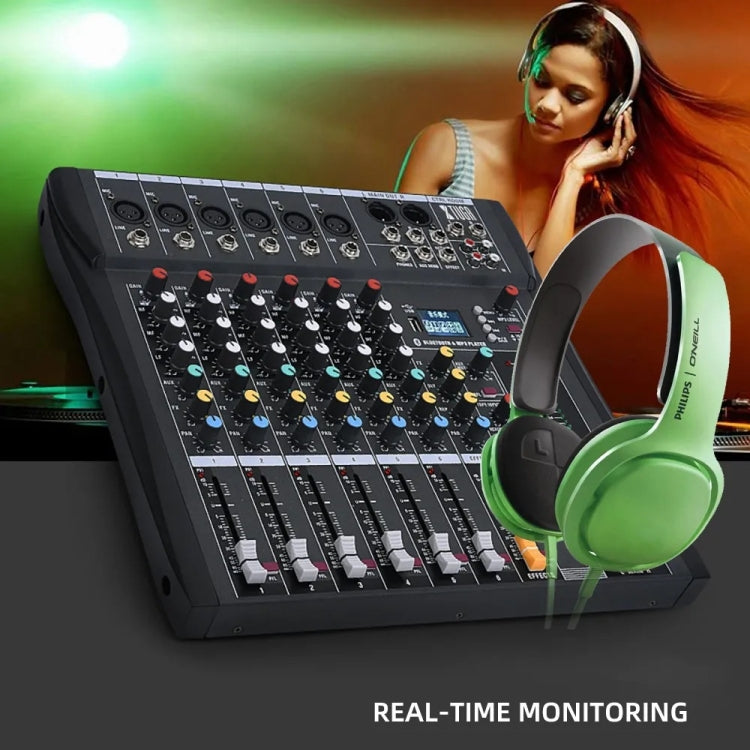 XTUGA CT60X 6-Channels Audio Mixer DJ Mixing Console with 48V Power Supply(EU Plug)