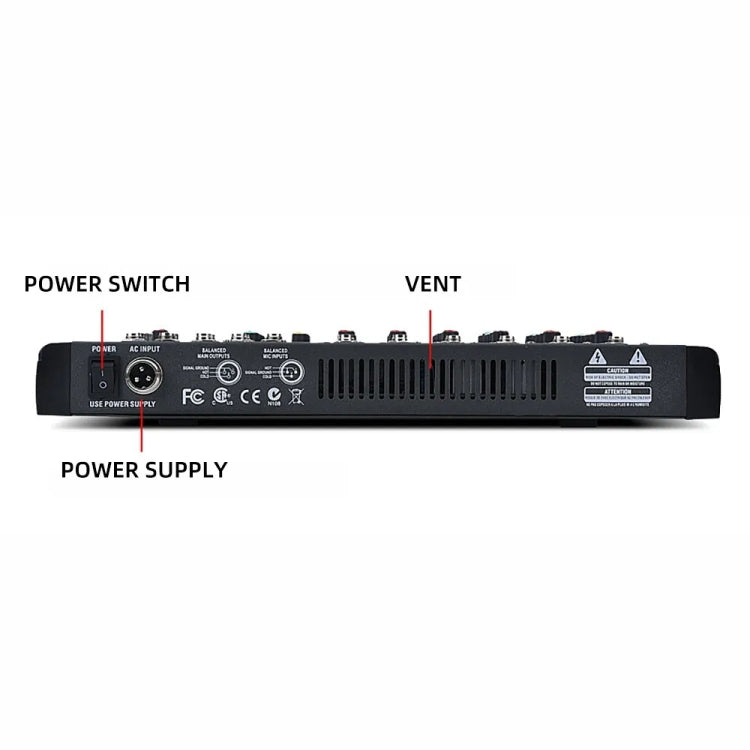 XTUGA CT60X 6-Channels Audio Mixer DJ Mixing Console with 48V Power Supply(US Plug)