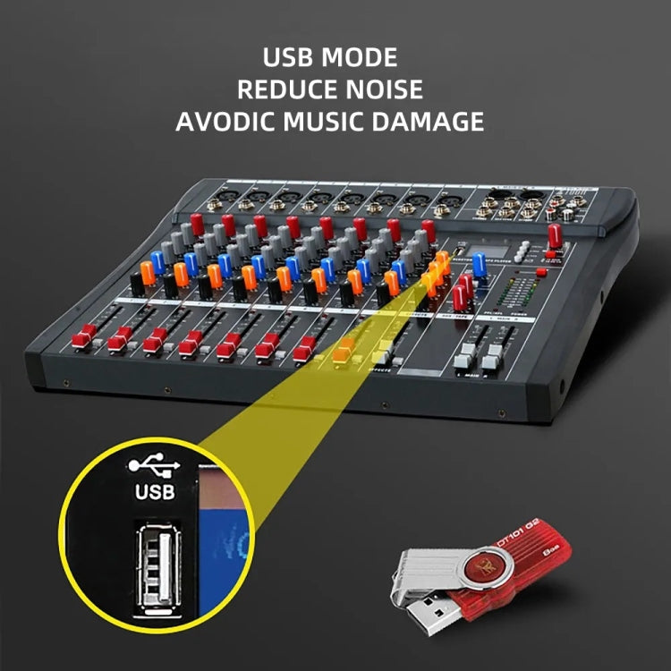 XTUGA CT80X 8-Channels Audio Mixer DJ Mixing Console with 48V Power Supply(US Plug)