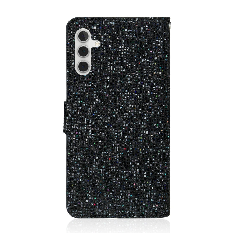 For Samsung Galaxy S25 5G Glitter Powder Filp Leather Phone Case(Black)