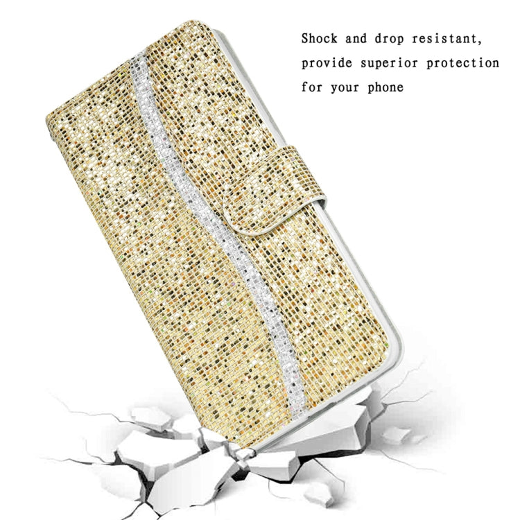 For Samsung Galaxy S25 5G Glitter Powder Filp Leather Phone Case(Gold) - Galaxy S25 5G Cases by PMC Jewellery | Online Shopping South Africa | PMC Jewellery | Buy Now Pay Later Mobicred