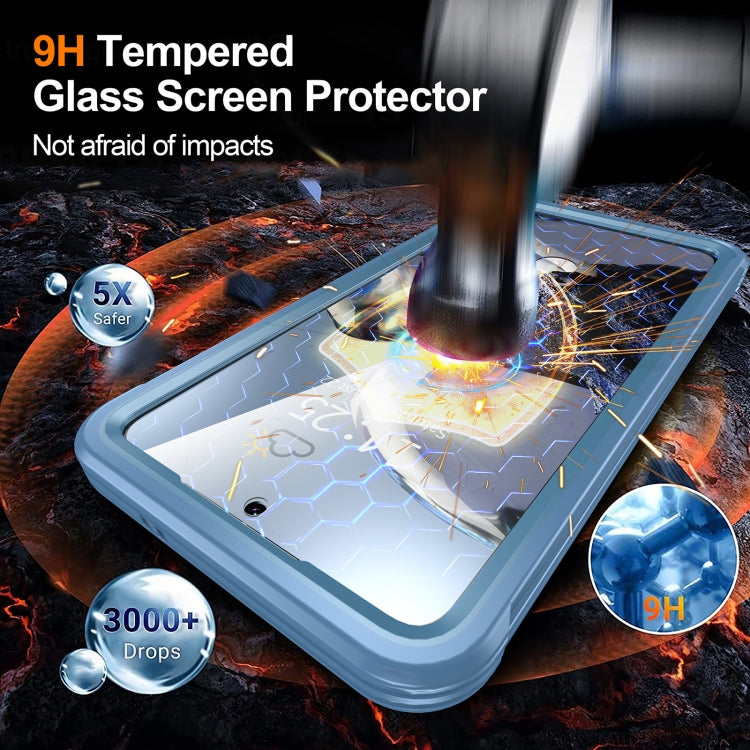 For Samsung Galaxy S25 5G Tempered Glass MagSafe Phone Case(Sky Blue)