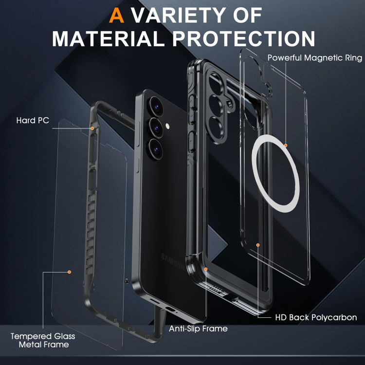 For Samsung Galaxy S25 5G RedPepper Tempered Glass MagSafe Phone Case(Black) - Galaxy S25 5G Cases by RedPepper | Online Shopping South Africa | PMC Jewellery | Buy Now Pay Later Mobicred