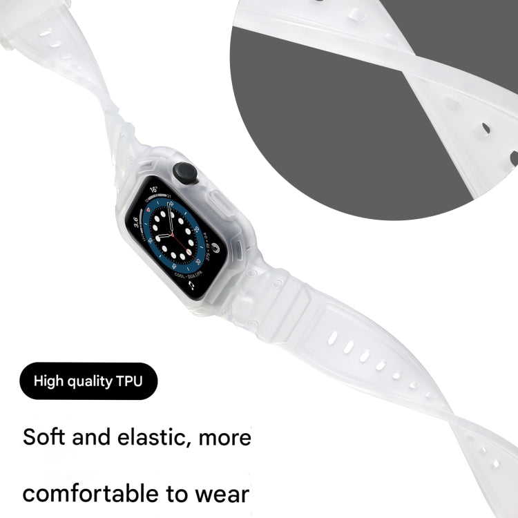 For Apple Watch Series 10 42mm Armor TPU Case Integrated Watch Band(Frosted Clear)