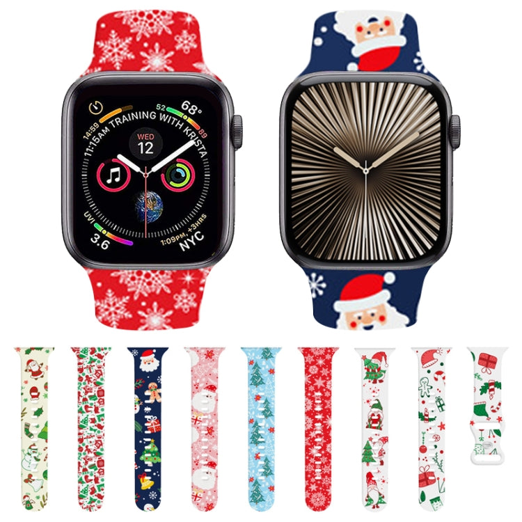 For Apple Watch 42mm / 41mm / 40mm / 38mm Christmas Pattern Silicone Watch Band(Christmas Tree Blue)