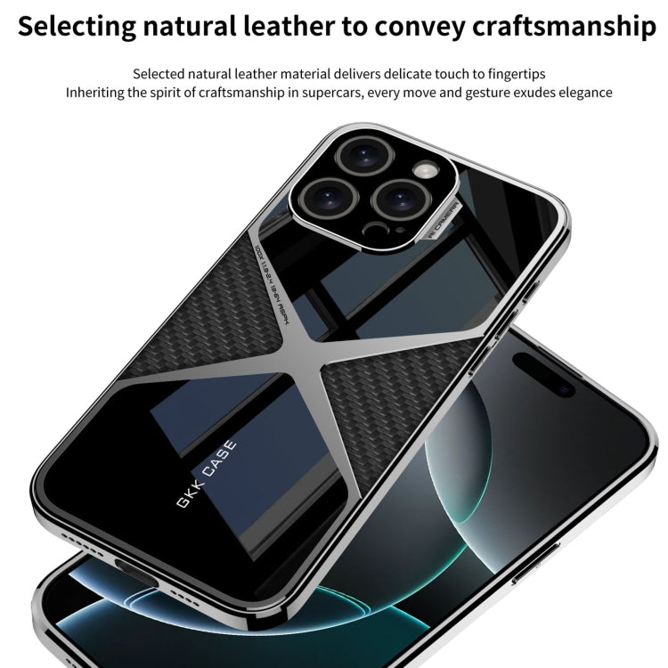 For iPhone 16 Pro GKK Leather Electroplating Supersonic Speed Shockproof Phone Case(Black)