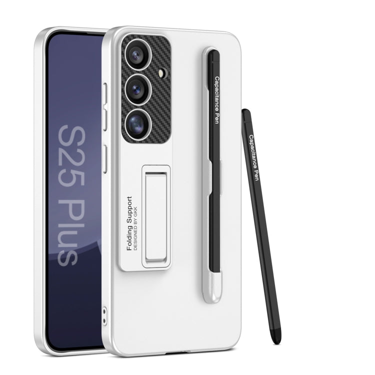 For Samsung Galaxy S25 5G GKK Ultra-thin Holder Phone Case with Pen Slots & Stylus Pen(Silver)