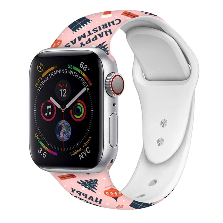 For Apple Watch 42mm / 41mm / 40mm / 38mm Christmas Pattern Silicone Watch Band(Pink Christmas)
