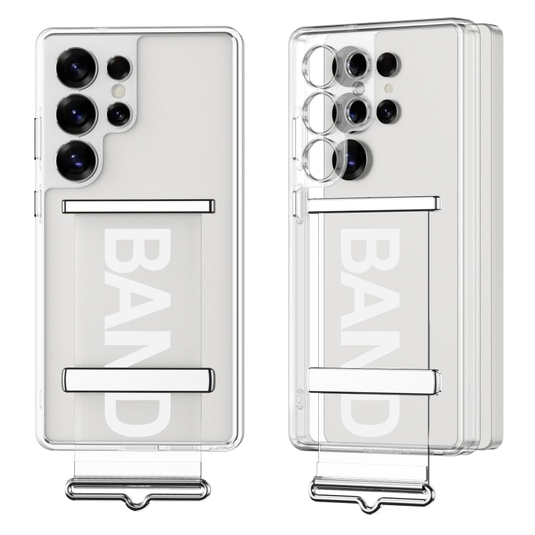 For Samsung Galaxy S25 Ultra 5G GKK Space Series Clear Wristband Holder Phone Case(Transparent Silver)