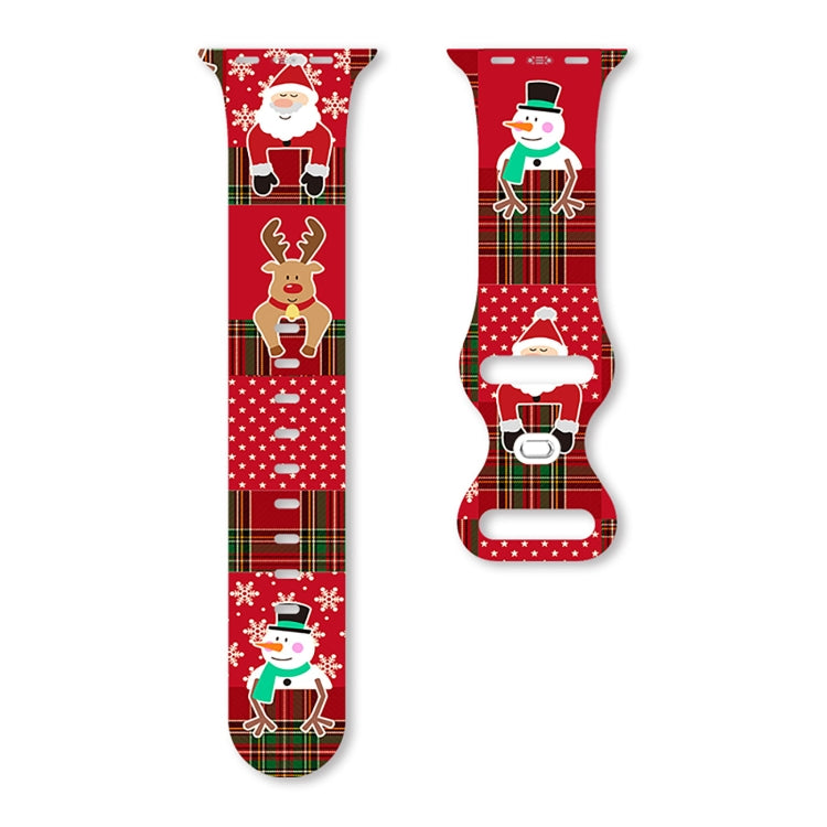 For Apple Watch 46mm / 49mm / 45mm / 44mm Christmas Pattern Butterfly Buckle Silicone Watch Band(Stitching Christmas)
