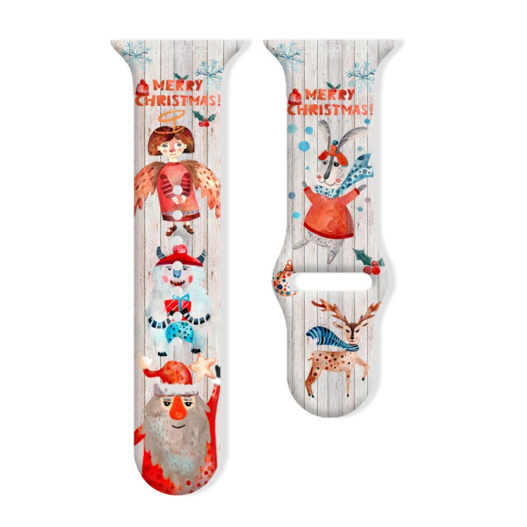 For Apple Watch 46mm / 49mm / 45mm / 44mm Christmas Pattern Reverse Buckle Silicone Watch Band(Christmas Angel)