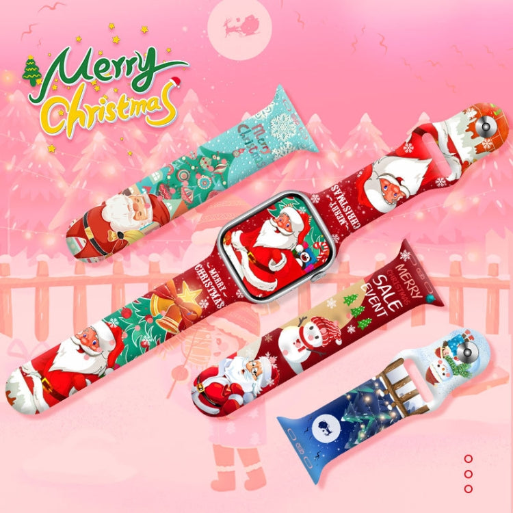 For Apple Watch 46mm / 49mm / 45mm / 44mm Christmas Pattern Reverse Buckle Silicone Watch Band(Weasels)