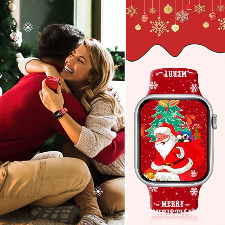For Apple Watch 46mm / 49mm / 45mm / 44mm Christmas Pattern Reverse Buckle Silicone Watch Band(Christmas Angel)