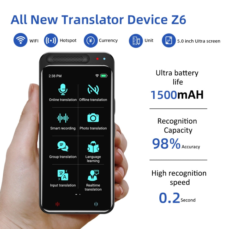 VORMOR Z6 5.0 inch HD Touch Screen Smart AI Translator 139 Languages with Offline Translation / Photo Translation - by PMC Jewellery | Online Shopping South Africa | PMC Jewellery | Buy Now Pay Later Mobicred